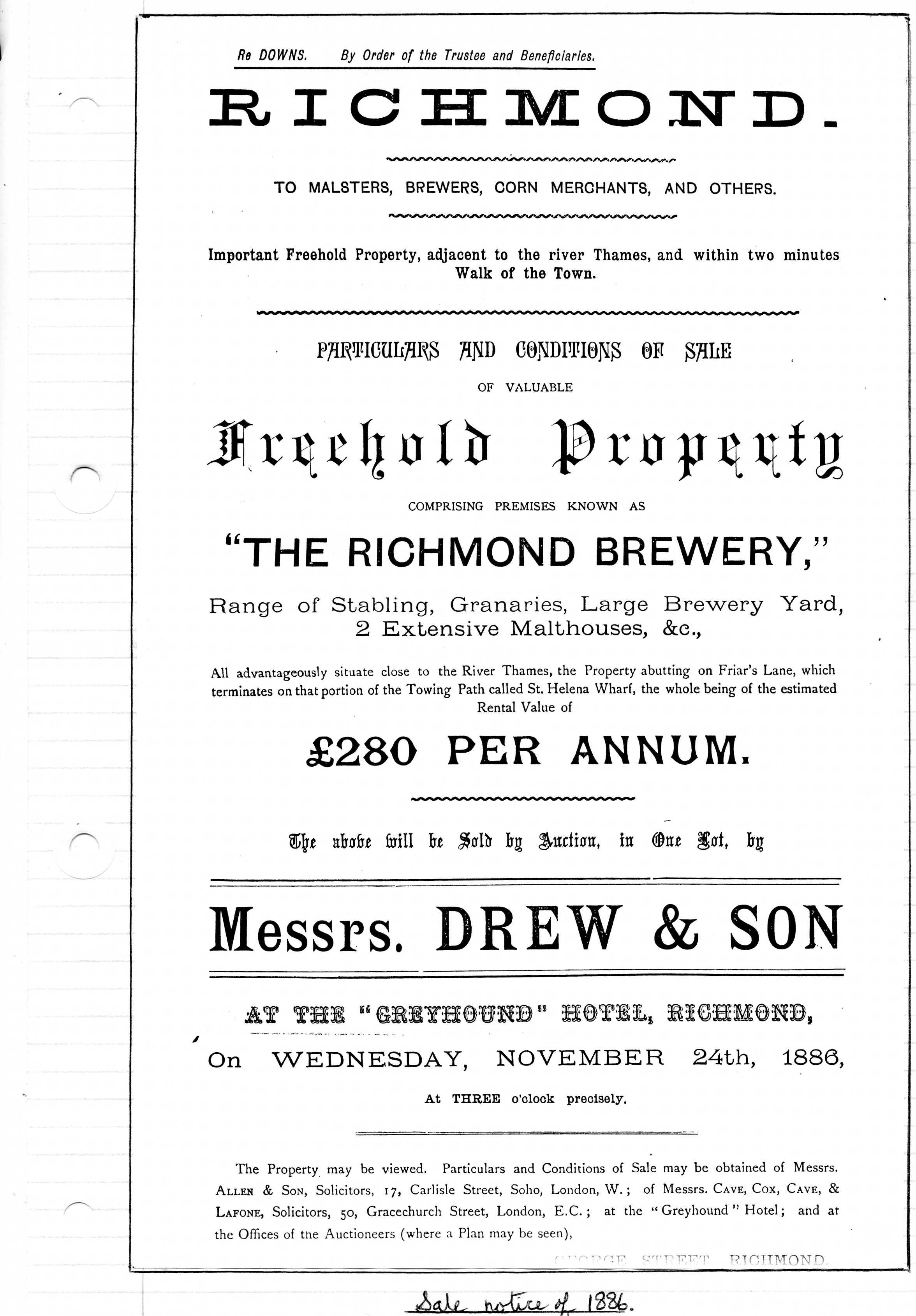 thumb]The sale notice from 1886.
