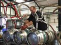 Engineering manager Milo Ingram helps out filling six casks on a pallet at a time