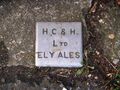 A pavement plate at 45 Burghley Road, Peterborough. Photo BHK 2008