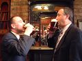 There is a technique to tackling the formidable head. Head Brewer Martin Dutoy and Ops Director Steve Wilson have a go