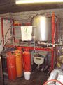Mash tun and the propane cylinders for the copper