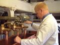Head Brewer James Clarke sets the taps