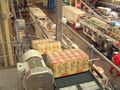 High friction conveyors bring the packs up to the palletiser level