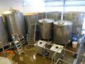 General view of the fermenters and the portable CIP unit in the foreground