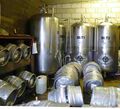 The busy cellar attached to the shop which is the brewery's largest outlet. There are six 8.5brl bright tanks as well as casks