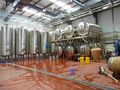 OverWorks stainless end, primary fermenters on the right and secondary tanks on the left.
