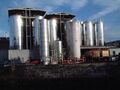 The brewery fermenters from the other side of the River Lea