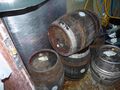 Some wooden casks are filled for the shop - customer swear they can detect vanilla flavours!