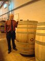 Head Brewer Paul Bayley gives some scale to the 7hL casks.