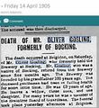The death announcement for Oliver Gosling